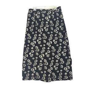Bentley Womens 16W Plus Size Long Maxi Skirt Flowy Black Beige Floral